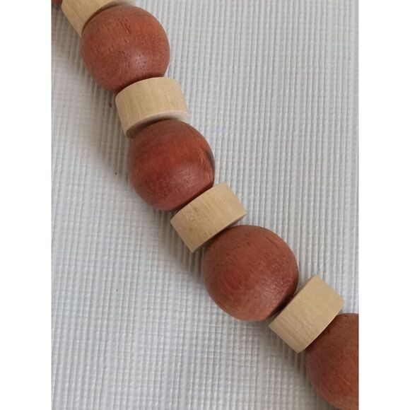 Brown & Tan Assorted Wooden Beads Single Strand Layering Style Fashion Necklace - Picture 6 of 9